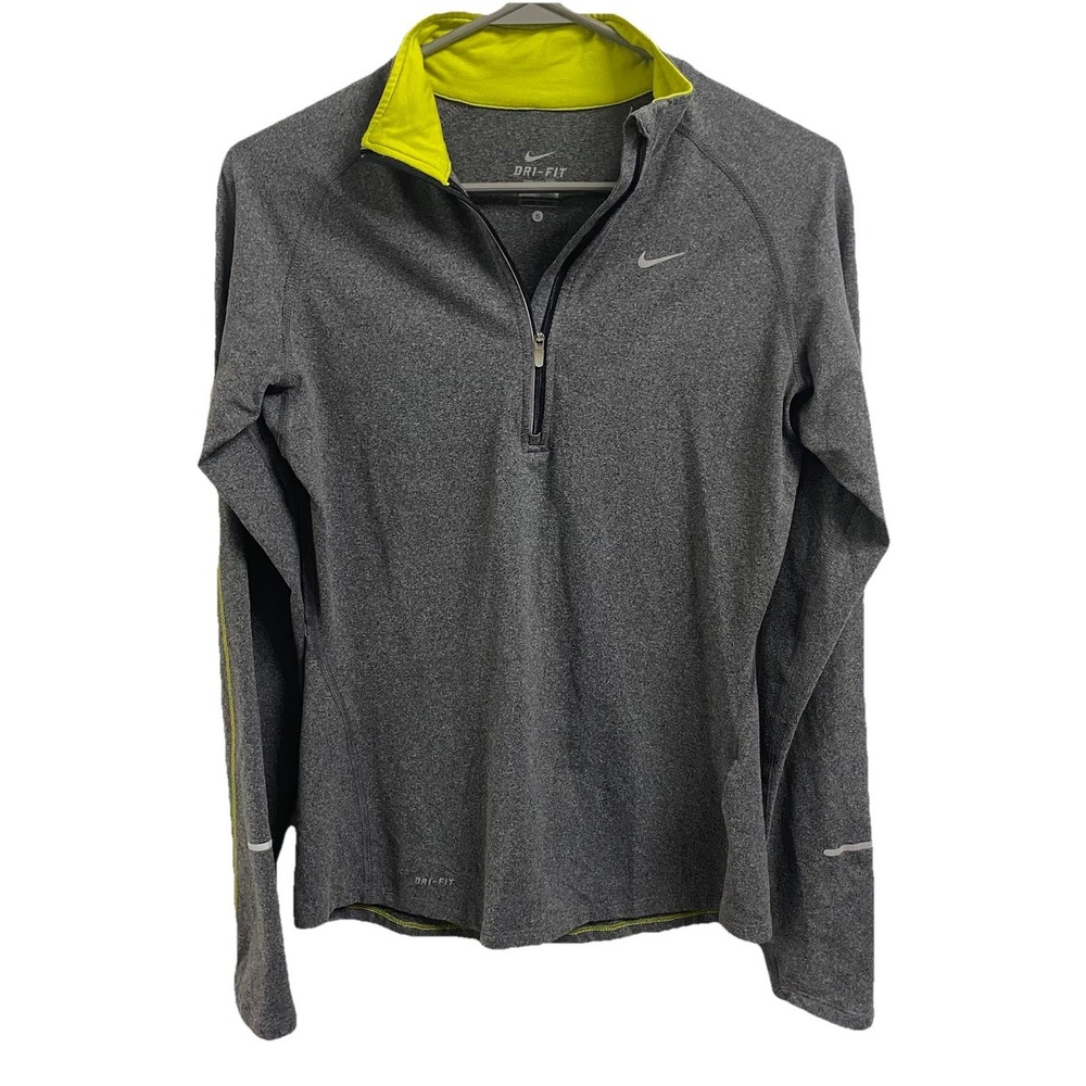 Nike Womens 1/4 Zip Top Pullover Gray Dri-fit Reflective Long Sleeve Sz.s S